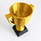 Trofeo Copa Impreso En 3D Con Base Para Premiación — vista dorada interior; fotografía original