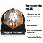 Mapa 3D Personalizado De Carrera Con Relieve Y Base 25 Cm. Ficha visual de características.