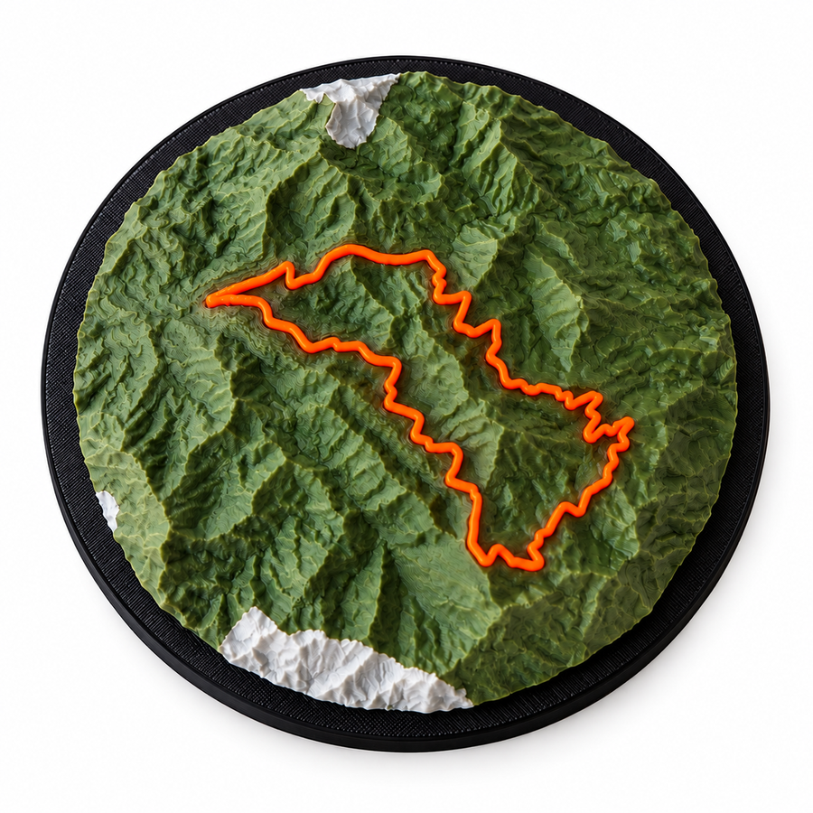Mapa 3D Personalizado de Carrera con Relieve — Circular