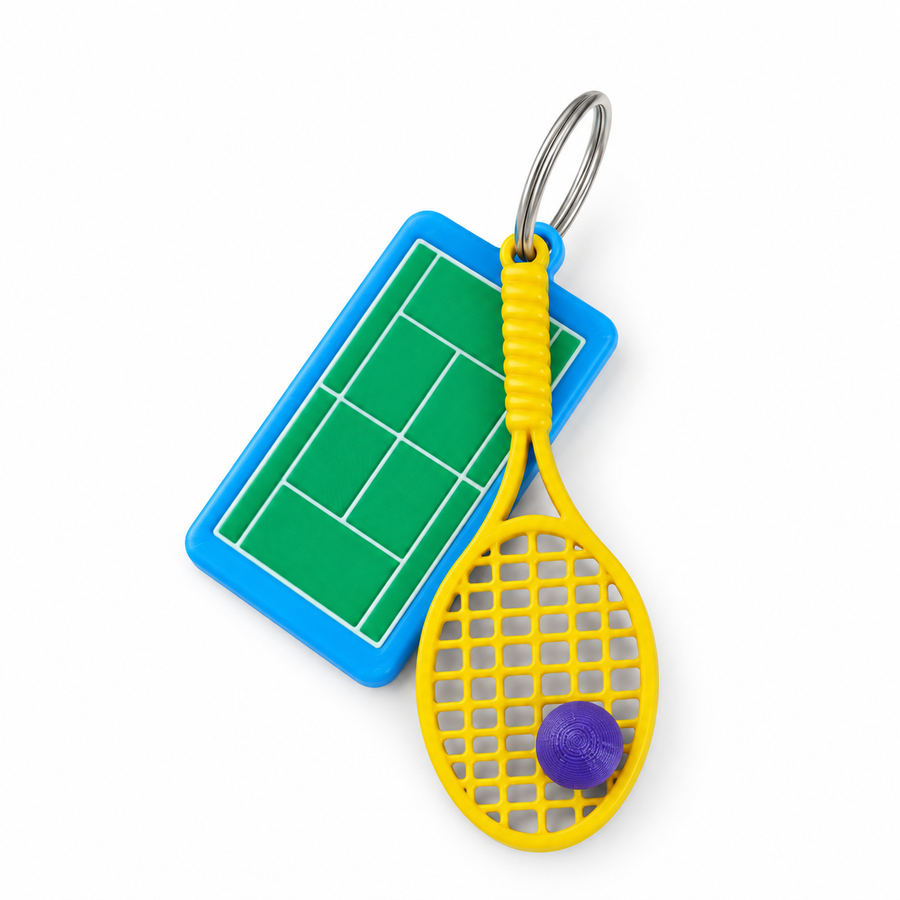 Llavero Deportivo Raqueta Y Cancha Con Argolla — Colores variados