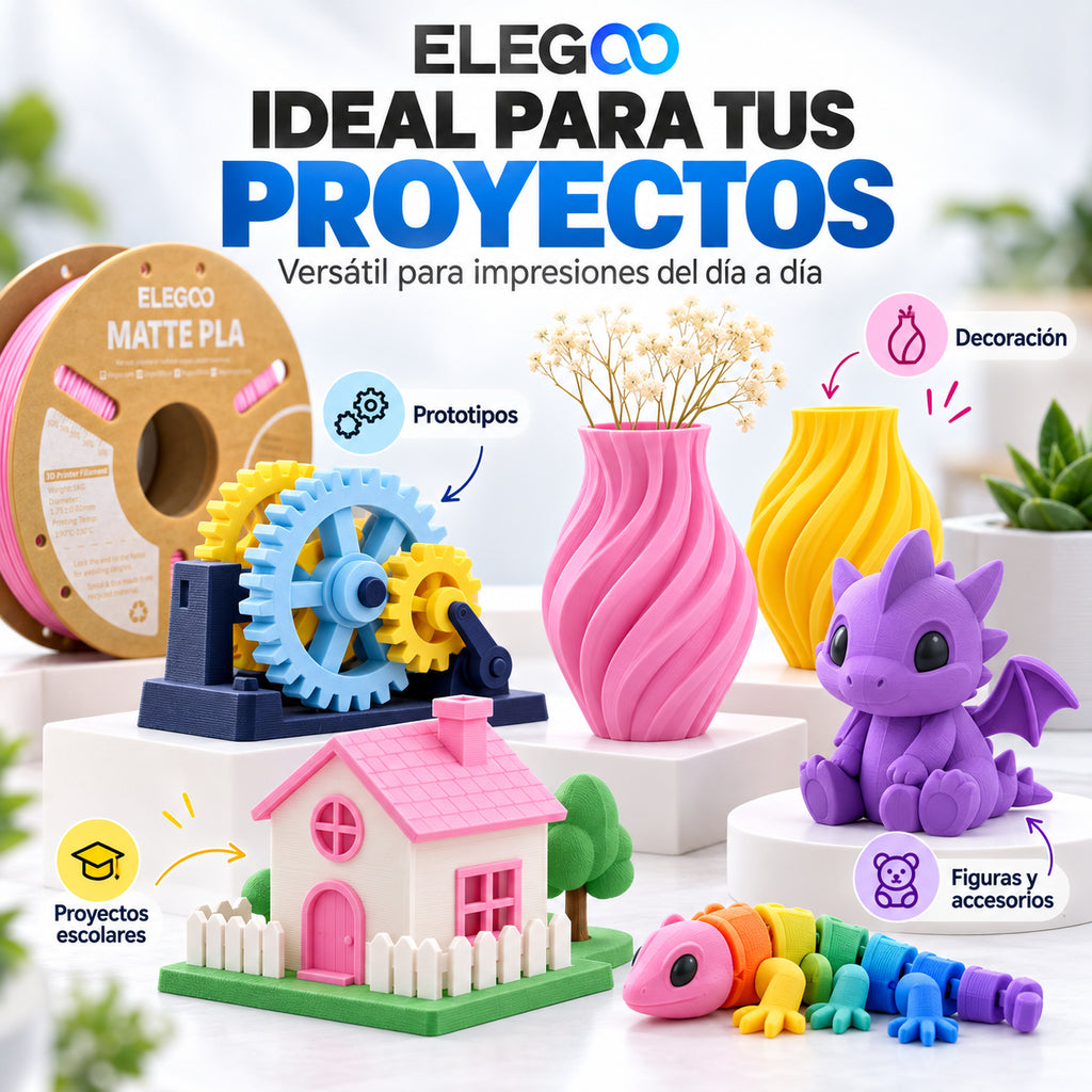 Proyectos y aplicaciones de ELEGOO PLA Mate.