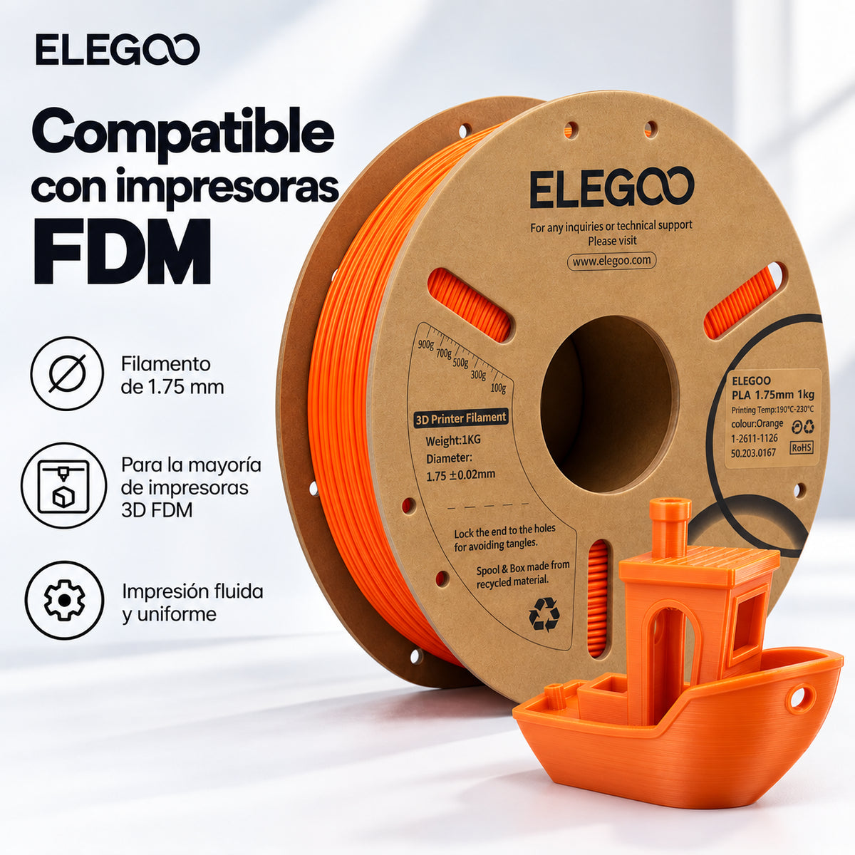 Compatibilidad de ELEGOO PLA con impresoras FDM.