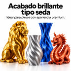 Ejemplos del acabado brillante tipo seda en varios colores.