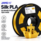 Características del filamento JAMG HE Silk PLA dorado.
