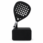 Ejemplo del trofeo genérico de pádel con pala negra y base personalizable.