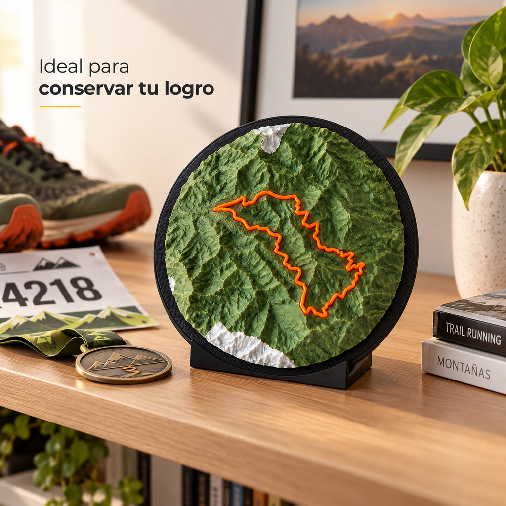 Mapa circular personalizado sobre escritorio.