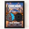 Cuadro vertical de maratón con mapa 3D y portamedalla — MAJ 01 Cuadro Chicago 2026
