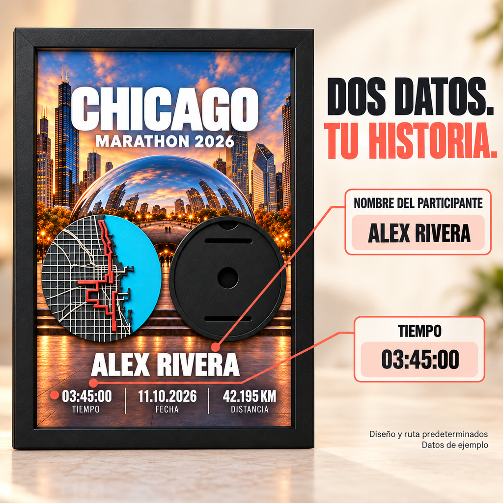 Imagen de apoyo del producto Maratones Majors — MAJ 09 Personalizacion Nombre Tiempo