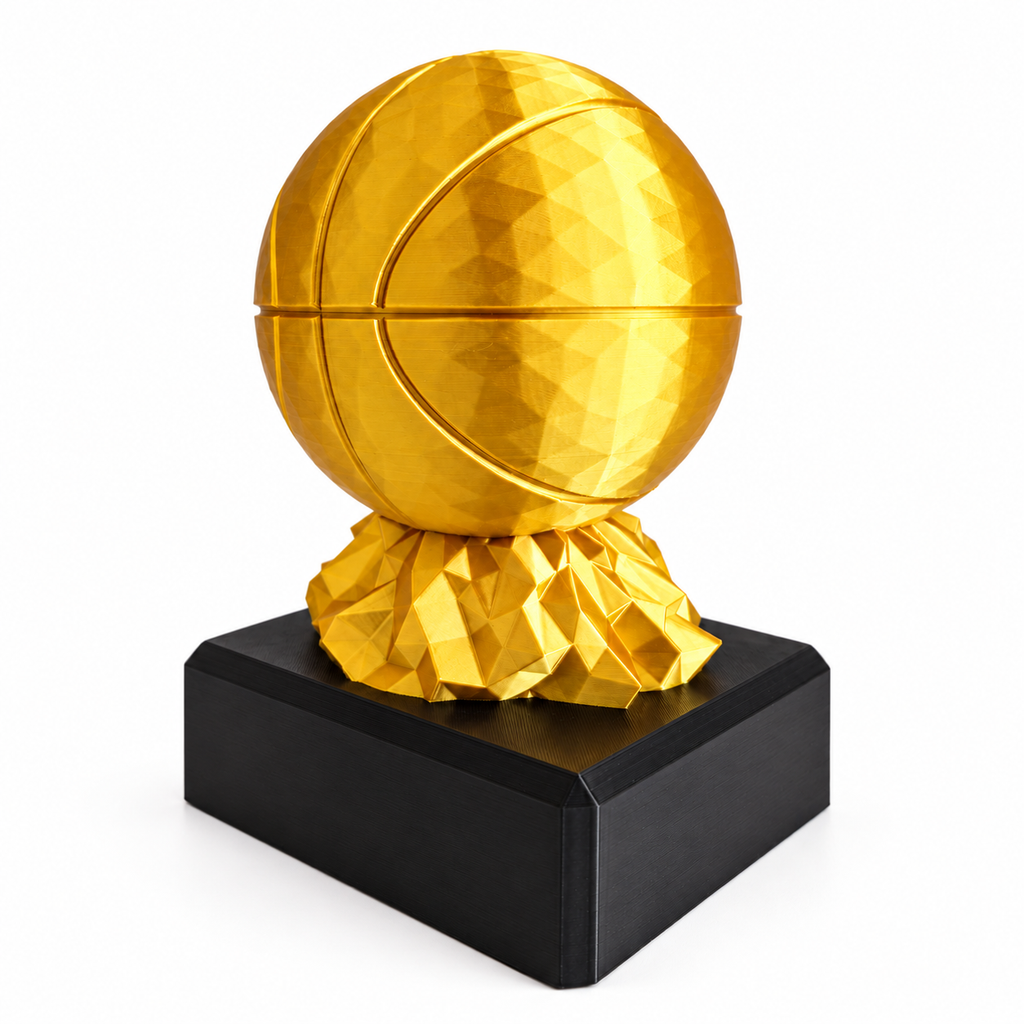 Trofeo De Básquetbol Impreso En 3D Con Base — ML 01 basket dorado
