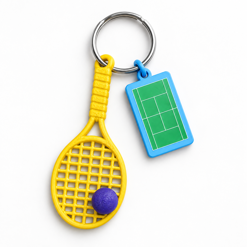 Llavero Deportivo Raqueta Y Cancha Con Argolla — ML 01 conjunto llavero