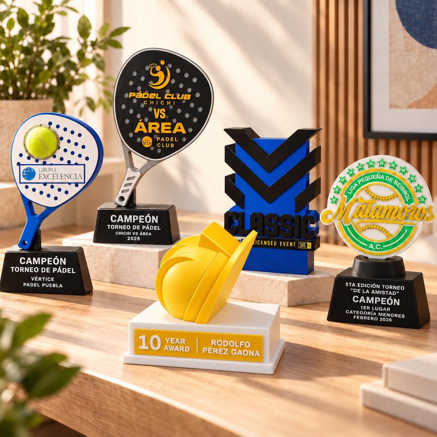 Trofeos de pádel y reconocimientos empresariales personalizados de 3DISON.